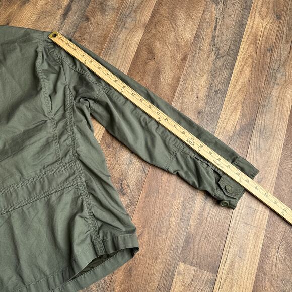 J Crew Jacket Women's Small Green Field Utility Military Pockets Button Up 6280 - Picture 10 of 11